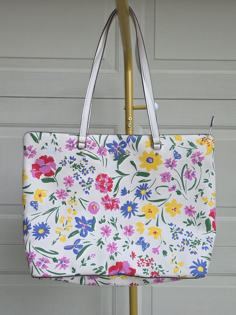 Kate Spade Garden Bouquet Floral Cream Large Top Zip Tote - Picture 4 of 16